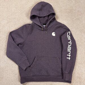 Carhartt Women's Relaxed Fit Logo Pullover Hoodie Size XL Gray Purple Workwear